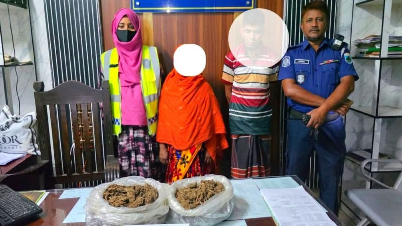 চাঁপাইনবাবগঞ্জে গাঁজাসহ নারী পুরুষ গ্রেপ্তার